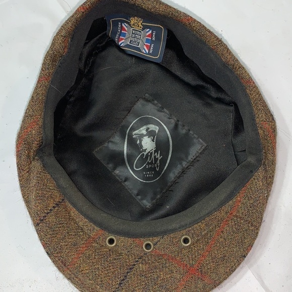 CITY Sport Brown with Red and black “Plaid” Wool Cabby Hat Size 57 (7-1/8) - Picture 5 of 7